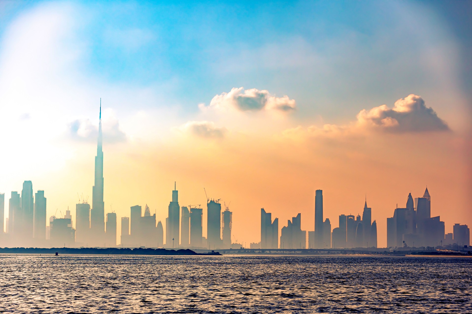 Dubai Skyline from the harbor